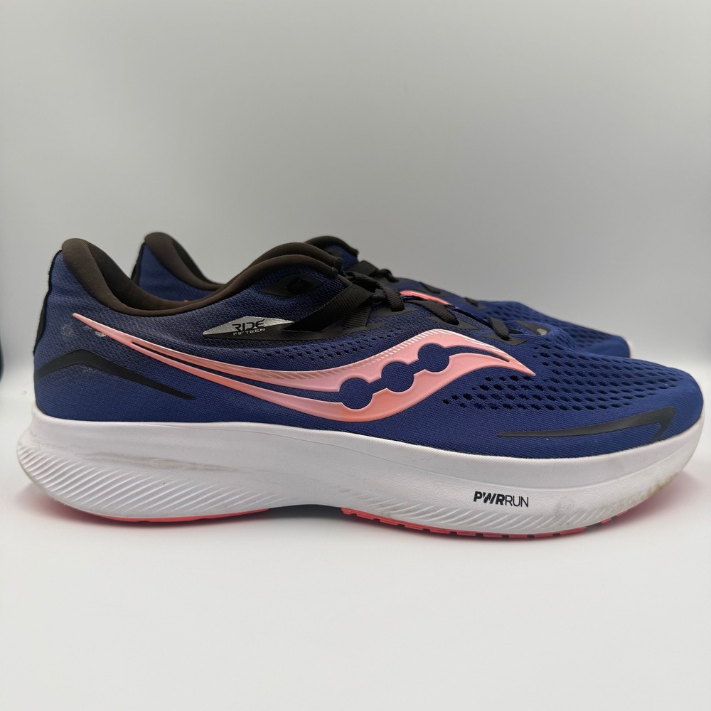Saucony Ride 15 Mens Size 13 W Running Shoes S20730-16 Wide Blue Pink Orange